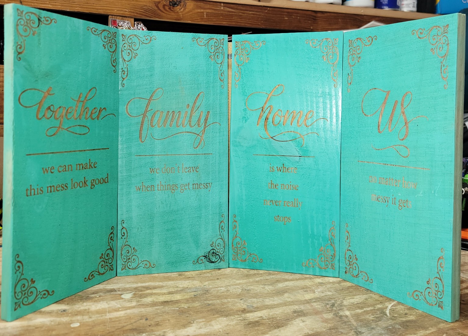 Turquoise painted family keepsake